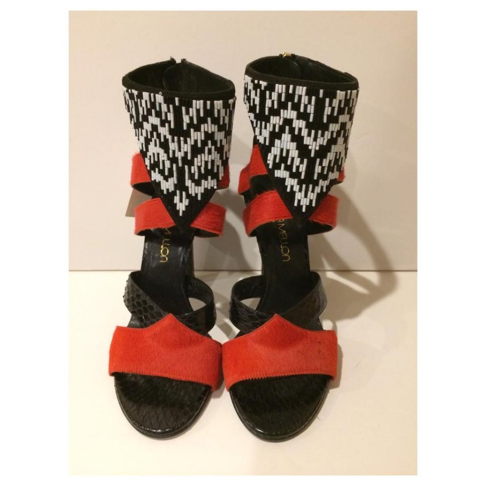 Tamara Mellon New Calf Hair & Elaphe Cage Sandal
